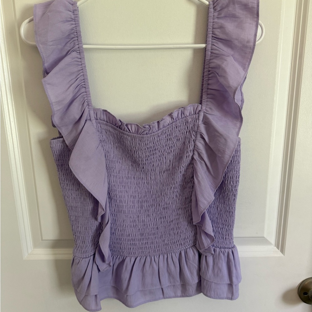 Lavender Do+Be Ruffle Smocked Top